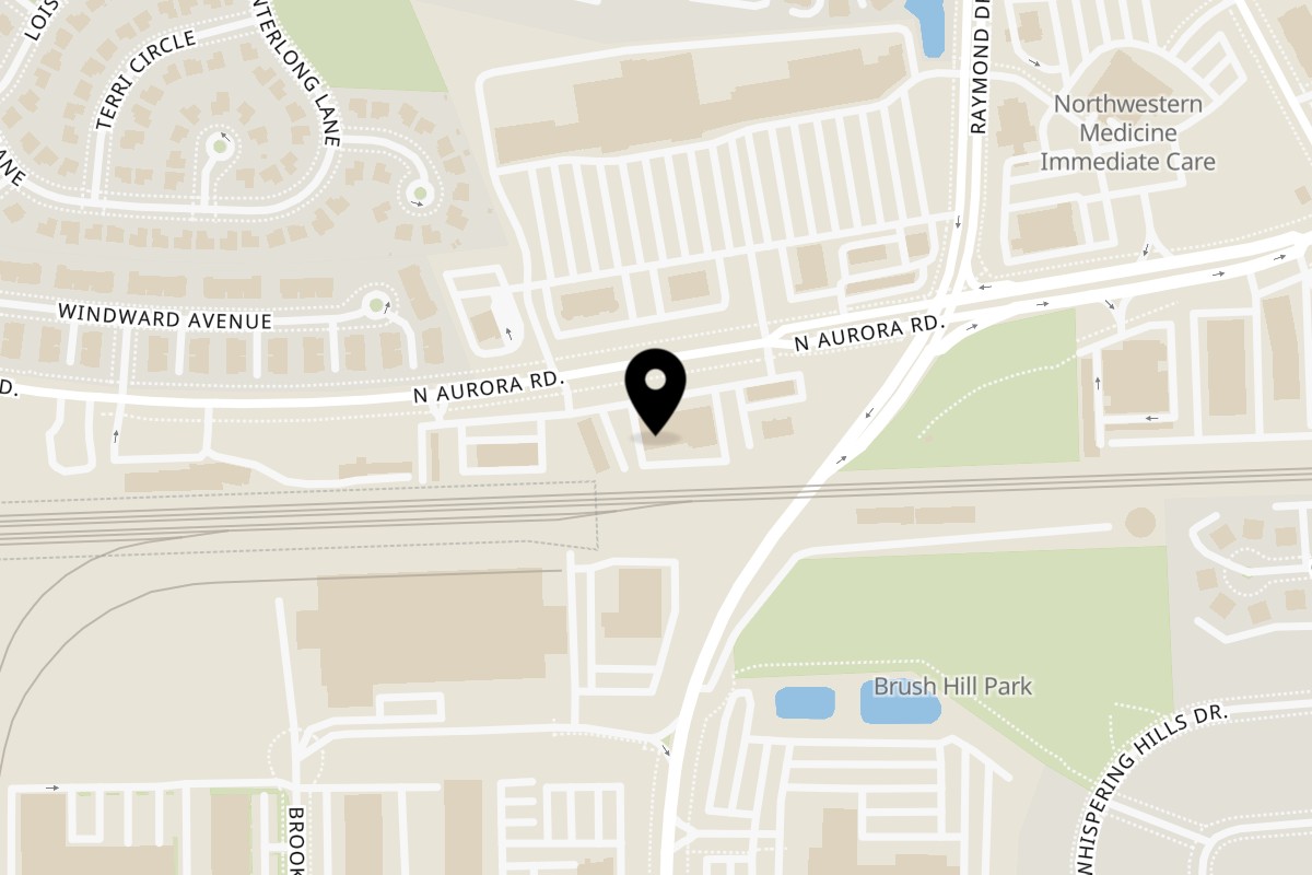 Map showing the location of Pitaville Mediterranean Grill on 1552 N Aurora Rd Suite #106 in Naperville